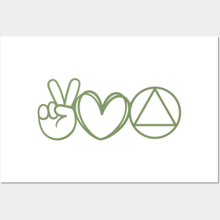 Peace Sign - Heart - Serenity AA Symbol Posters and Art